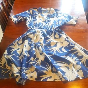 Blue floral print dress